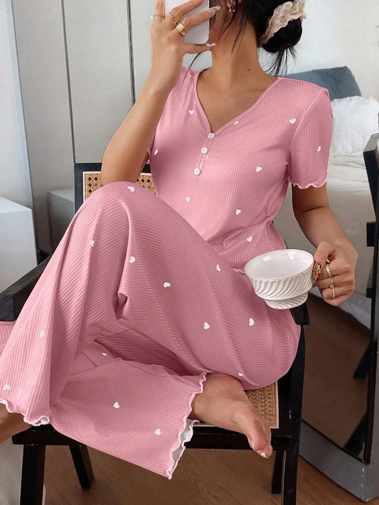 Womens Matching Sets Nightwear for Woman Women's Pajamas Set Short Sleeve Sleepwear 2 Piece Set Women's Home Suit Pyjamas Femmes