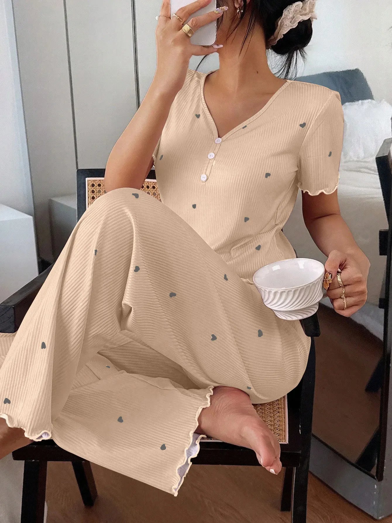 Womens Matching Sets Nightwear for Woman Women's Pajamas Set Short Sleeve Sleepwear 2 Piece Set Women's Home Suit Pyjamas Femmes