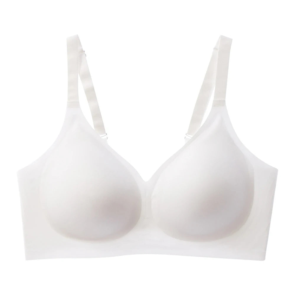 Jelly Wireless Bra Deep V Push Up Bra Seamless T-Shirt Comfortable Plunge No Underwire Bras with Adjustable Straps Everyday Bras