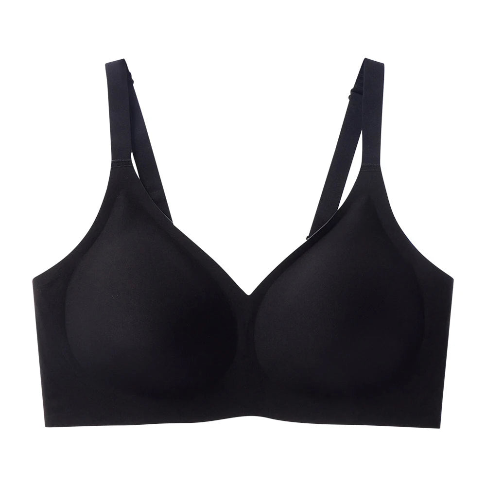 Jelly Wireless Bra Deep V Push Up Bra Seamless T-Shirt Comfortable Plunge No Underwire Bras with Adjustable Straps Everyday Bras