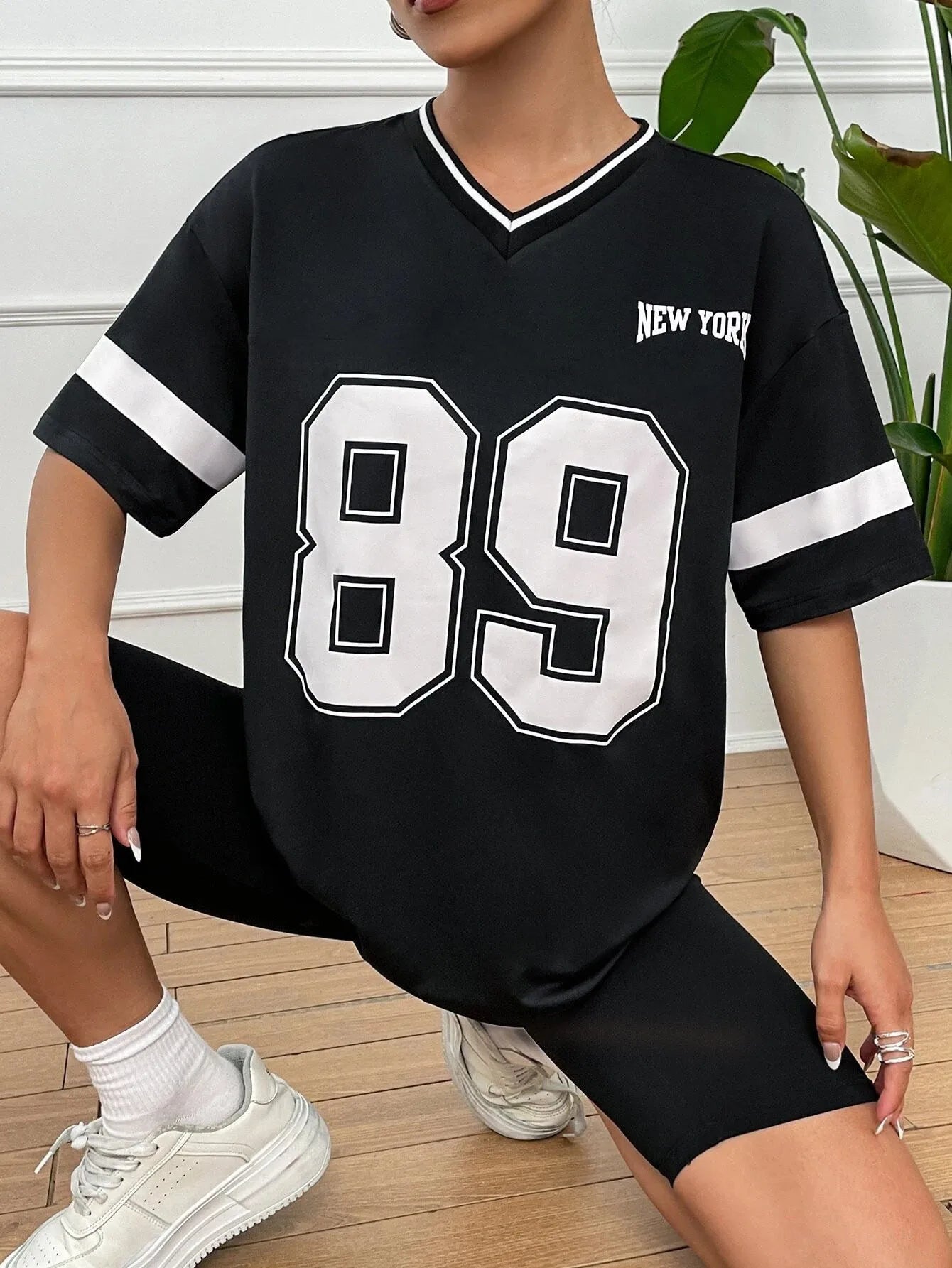 Summer Women Winner Number 89 Print T-shirts Female Summer Basic V-neck Tees Casual Retro Streetwear Ladies Tees Plus Size Tops
